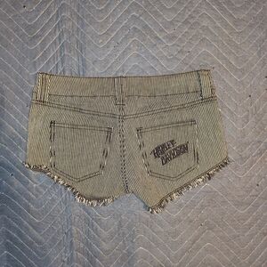 Harley-Davidson Black and White Striped Women Shorts